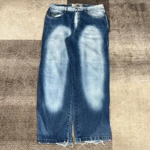 Y2K Enyce Brand Denim Men Jeans 36X32 Blue Wash Baggy Fit Distressed